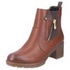 Winterstiefelette RIEKER, Damen, Gr. 43, braun (nussbraun), Lederimitat, Elastischer Einsatz, kontrastfarbene Details, modisch, Schuhe, Stiefelette, Boots, Blockabsatz, mit Innenreißverschluss