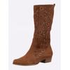 Stiefel HEINE, Damen, Gr. 43, braun (cognac), Leder, Veloursleder, Rindsleder, modisch, Schuhe Cowboystiefel Sommerstiefel Reißverschlussstiefel