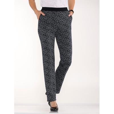 Schlupfhose CLASSIC BASICS, Damen, Gr. 24, Kurzgrößen, bunt (schwarz, grau leo), 97% Polyester, 3% Elasthan, gemustert, lang, Hosen Image