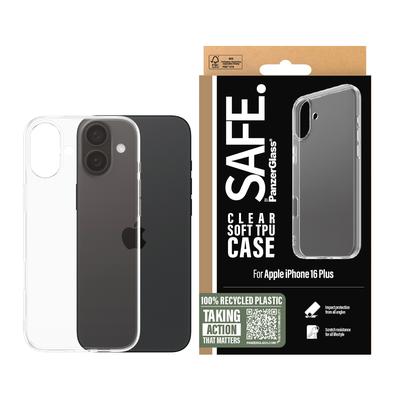SAFE BY PANZERGLASS Handyhülle "Soft TPU Case für Apple iPhone 16 Plus", transparent, B:11cm H:1,8cm T:19,5cm, Hüllen, Backcover, Schutzhülle, Handyschutzhülle, Case, Schutzcase, stoßfest