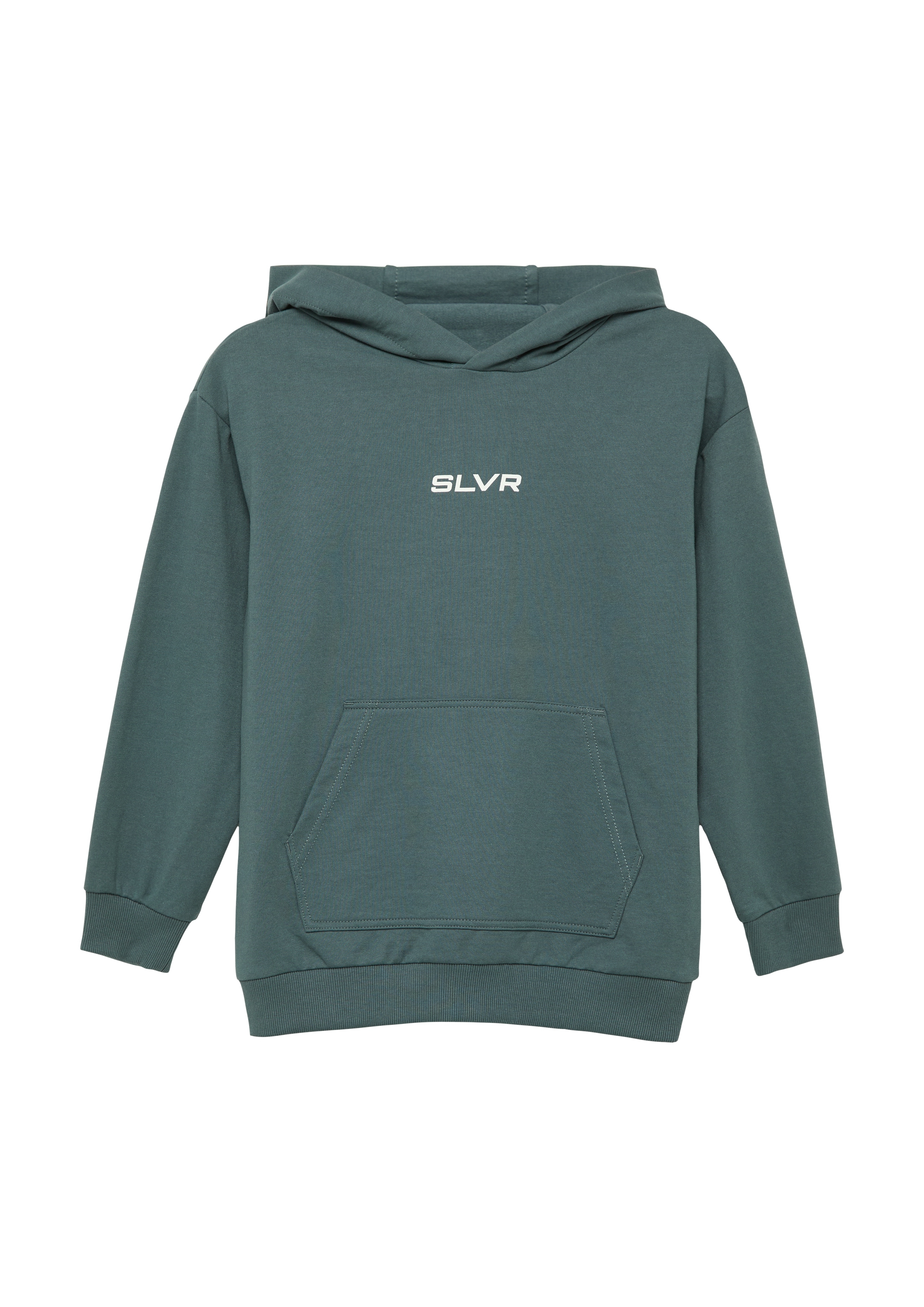 Hoodie S.OLIVER JUNIOR, Jungen, Gr. 158/164, grau (grau, grün), Sweatware, Obermaterial: 100% Polyamid, unifarben, regular fit taillenbedeckt, ohne Ausschnitt, Rippbündchen, Sweatshirts Hoodie, mit Kapuze