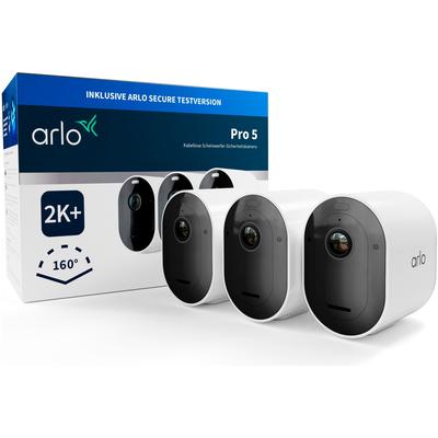 ARLO Überwachungskamera "Pro 5 2K+ Spotlight (3er Set)", schwarz-weiß (weiß, schwarz), B:5,2cm H:7,84cm T:8,9cm, Überwac