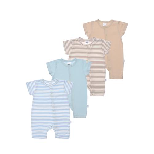 Strampler LILIPUT Gr. 74/80, EURO-Größen, blau (beige-blau) Baby Overalls 4er-Pack mit praktischen Druckknöpfen