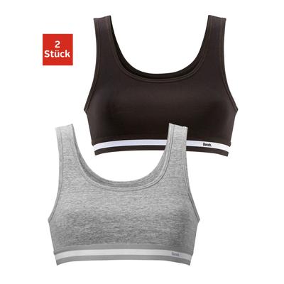 Bustier BENCH., Mädchen, Gr. 146/152, N-Gr, grau (grau, meliert, schwarz), Jersey, Obermaterial: 90% Baumwolle, 10% Elasthan (LYCRA), unifarben, sportlich, körpernah, BHs, mit weichem Webbund Image