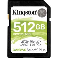 KINGSTON Speicherkarte Canvas Select Plus SD 512GB, schwarz, 512 GB, Speicherkarten