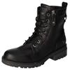 Schnürboots MUSTANG SHOES, Damen, Gr. 37, schwarz, Lederimitat, casual, Schuhe, Schnürstiefelette, Blockabsatz, mit Reißverschluss