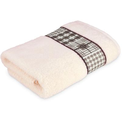 Handtuch MÖVE FOR FROTTANA "Fjord", weiß (wollweiß), B:50cm L:100cm, Walkfrottee, Obermaterial: 100% Baumwolle, Handtücher (Packung), mit tollem Uni Karo Image