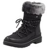 Winterboots REMONTE, Damen, Gr. 40, schwarz (schwarz, grau), Leder, Textil, klassisch, Schuhe, Blockabsatz, Winterstiefelette mit wasserabweisender TEX-Membran