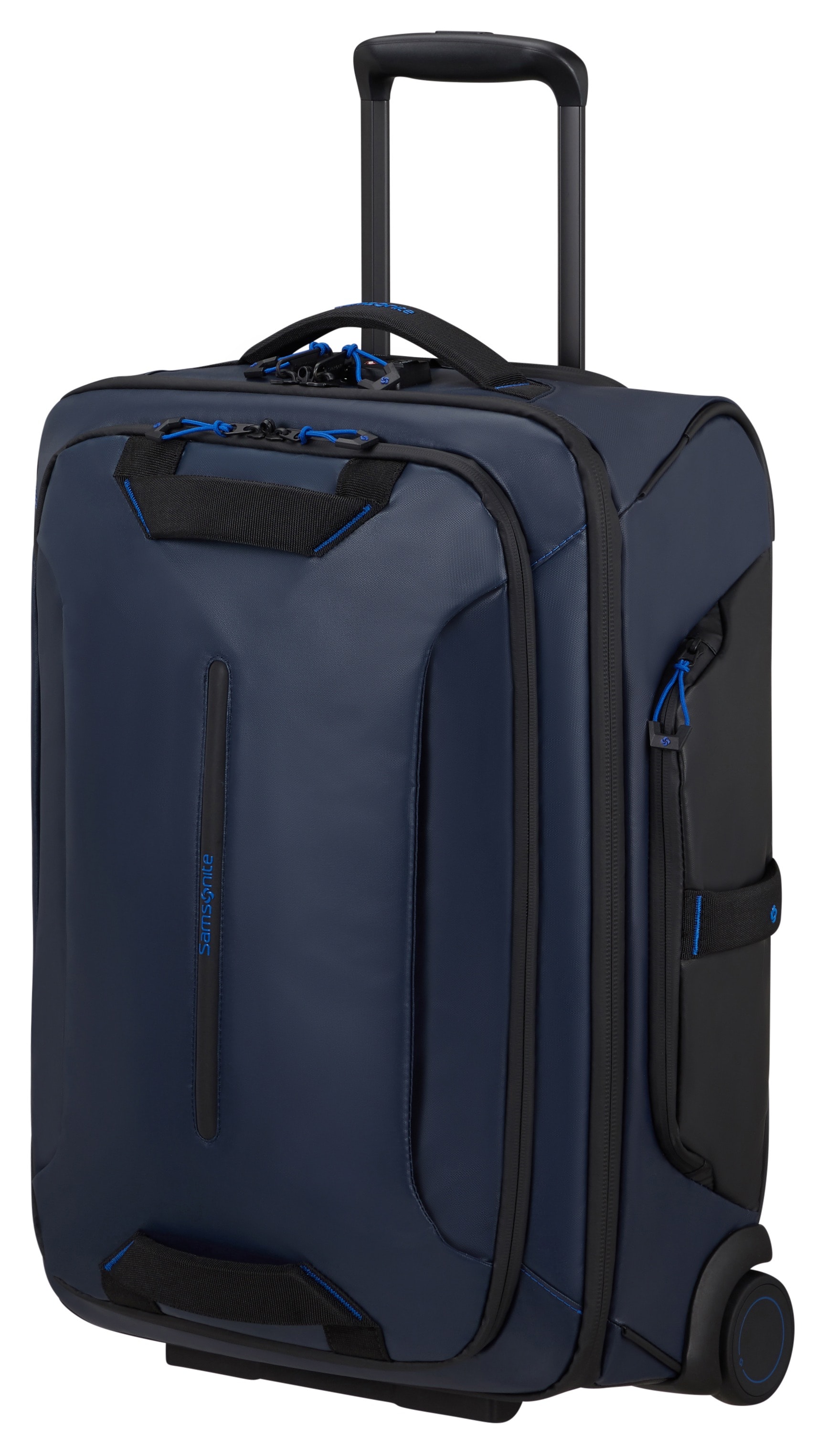 Weichgepäck-Trolley SAMSONITE "ECODIVER 55 - 2 Rollen", Gr. B/H/T: 40cm x 55cm x 20cm 48 l, blau (blau nights), Nylon, Polyester, Basic, Koffer, mit zwei Tragegriffen, Innenraum mit Packgurten und Netzfach