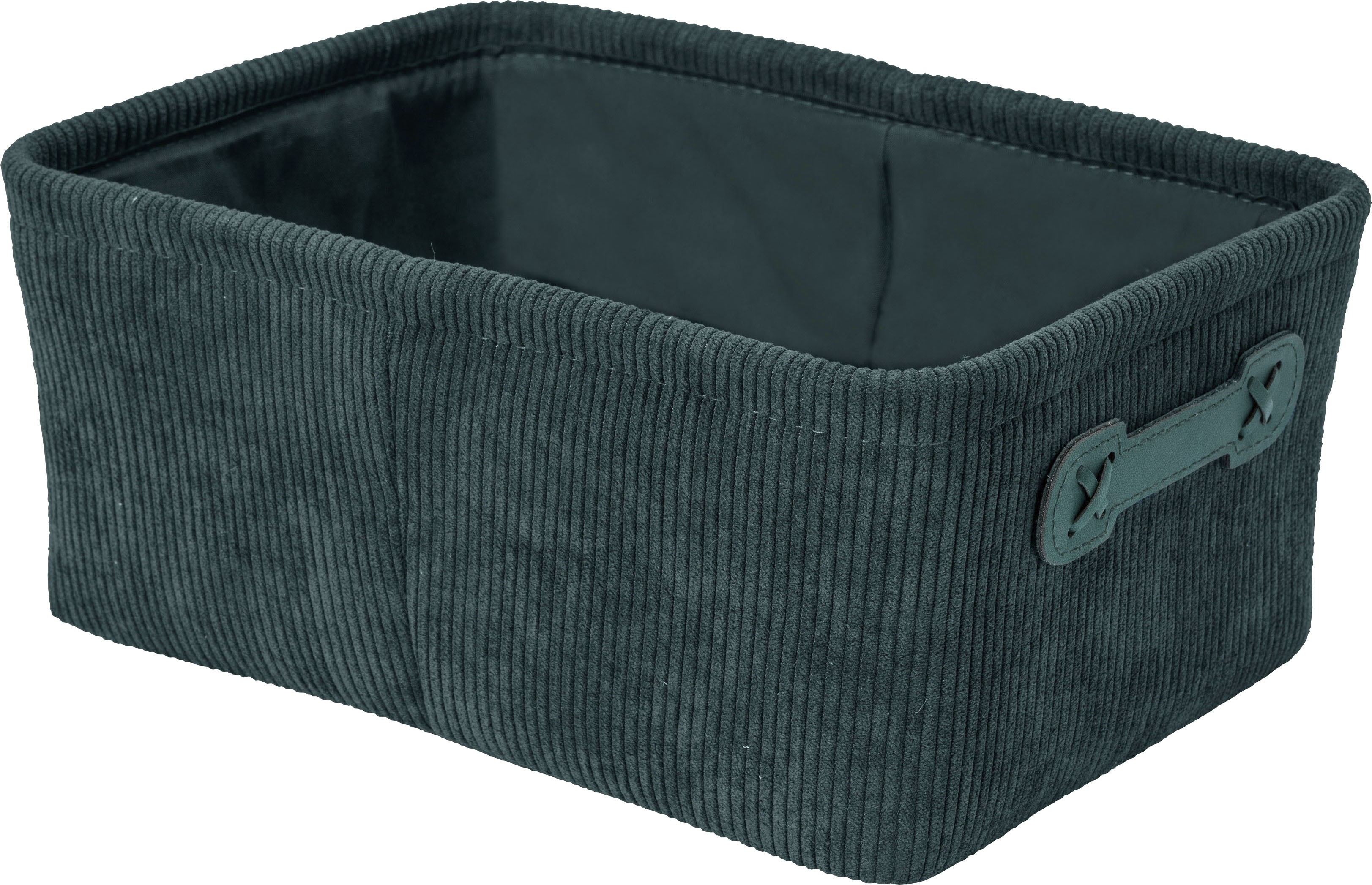Badorganizer WENKO "Anela", grün (dunkelgrün, grün), B:27,6cm H:12cm T:20cm, Polyester, Aufbewahrungsboxen, mit Griffen aus Kunstleder