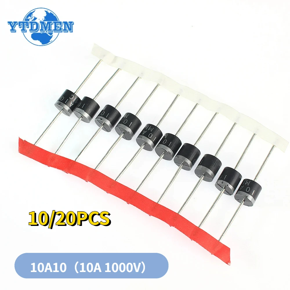 10/20 Stück 10A10 DIP elektrische axiale Gleichrichterdiode 10A 1000V 10a10 Dioden-Kit Image
