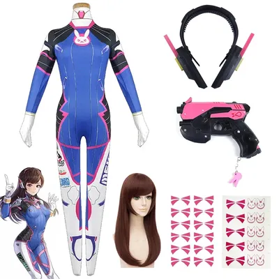 Spiel Overwatch Dva Cosplay Kostüme Strumpfhosen Overall Perücke Kopfhörer Gun Cosplay Requisiten Image
