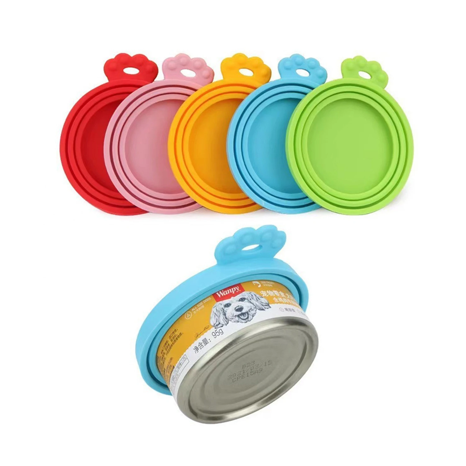 Couvercle de stockage et de conservation des aliments pour animaux de compagnie, 3 en 1, couvercle de pot en Silicone, sûr et Non toxique, adapté au scellage des aliments pour chats et chiens, 3