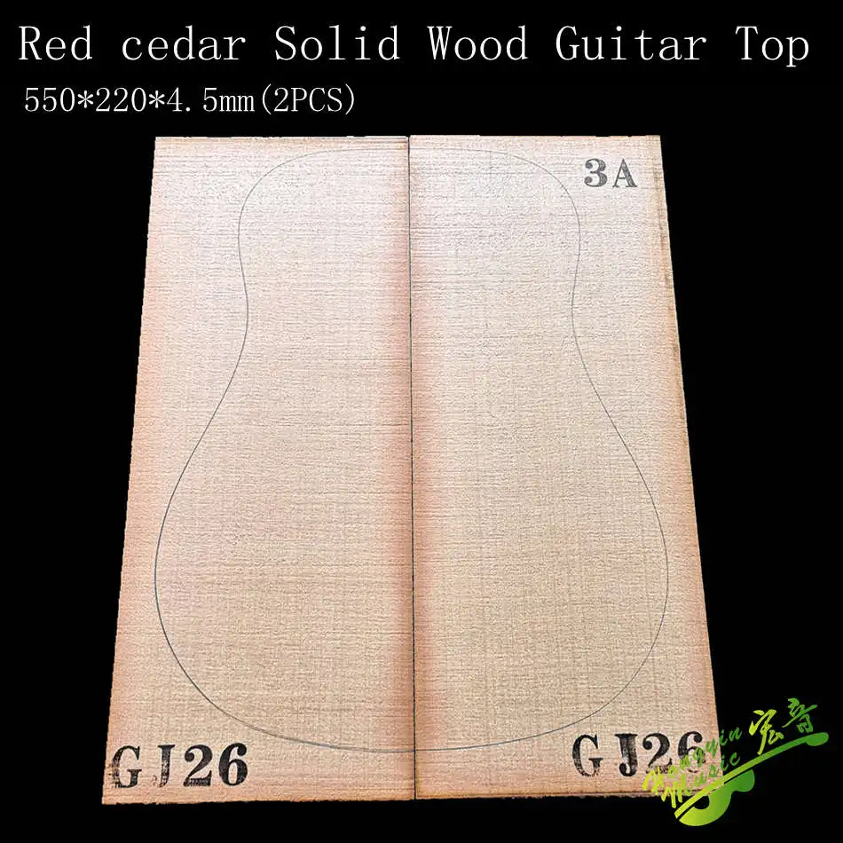 AAA-Qualität, rotes Zedernholz, Massivholz, Gitarren-Deckplatte, Tonholz, Gitarrenpaneel, handgefertigtes Gitarrenherstellungsmaterial, 4,5 x 220 x 550 mm (2 Stück) Image
