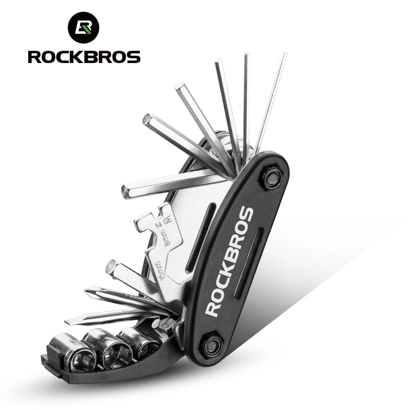 ROCKBROS 16 in 1 Bike Fahrrad Multi Repair Tool Set Kit Hex Speichen Zyklus Schraubendreher Werkzeug Schlüssel Berg Zyklus Werkzeug sets Schwarz Image