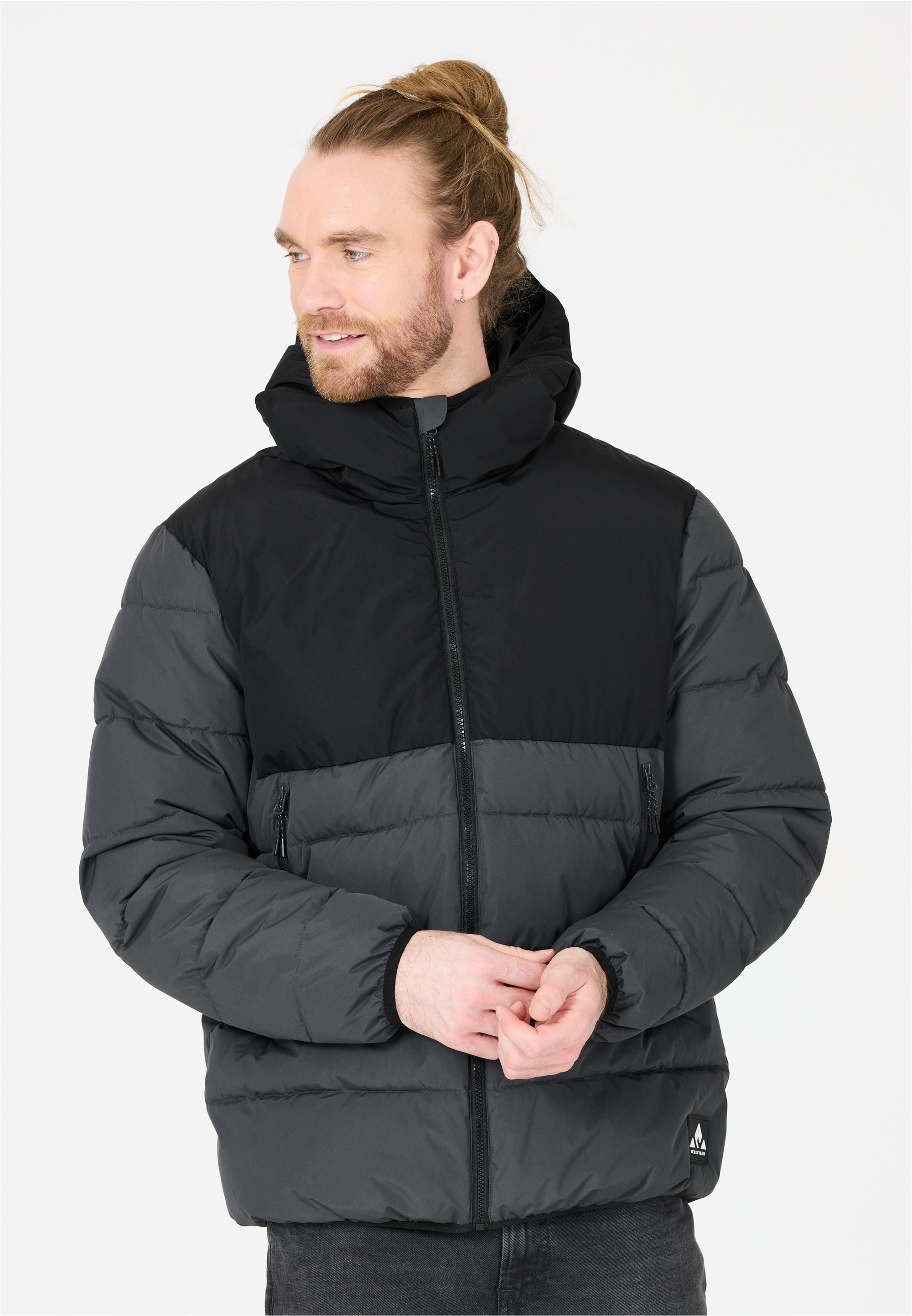 Outdoorjacke WHISTLER "Sareto", Herren, Gr. M, grau (anthrazit, schwarz), 100% Polyester, mehrfarbig, Casual, normal, ohne Ausschnitt, Jacken, mit warmem Kunstdaunenfutter