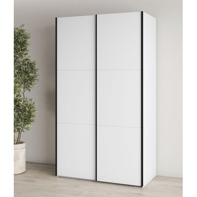 Kleiderschrank INOSIGN "Eastvale, 120x64x210cm, ideal für kleine Räume oder Nischen", weiß, B:120cm H:210cm T:64cm, FSC-zertifizierter Holzwerkstoff, Melamin, Metall, Schränke, Schrank mit Schwebetüren, FSC-zertifiziert, Metallgriffe Image