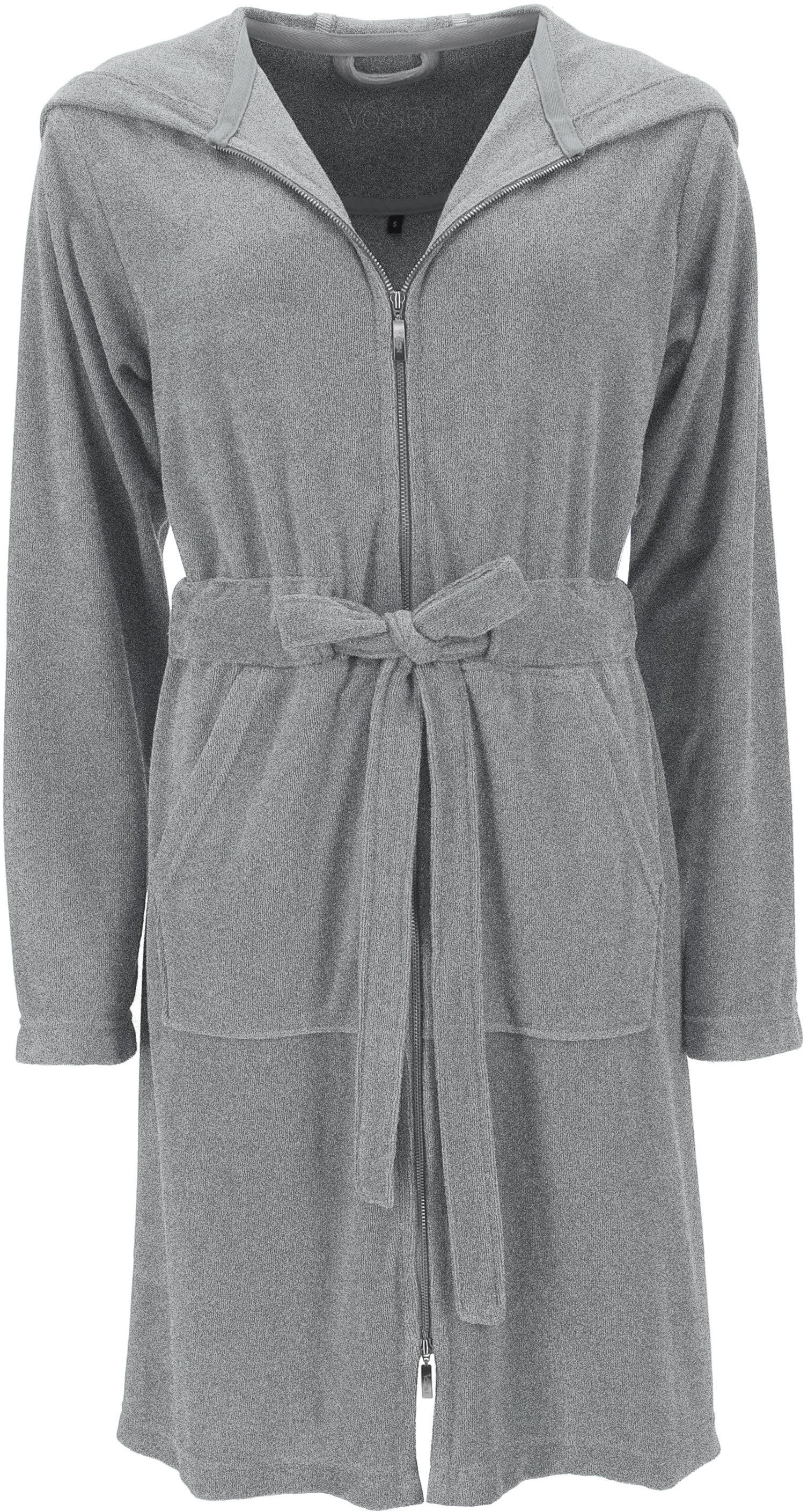 Bademantel VOSSEN "Tampa, ideal für Sauna & Spa, Hotelbademantel, Morgenmantel" Gr. S, bunt (melange), L:95cm, Baumwoll-Mix, Hausmäntel, Kängurutasche, Reißverschluss Image