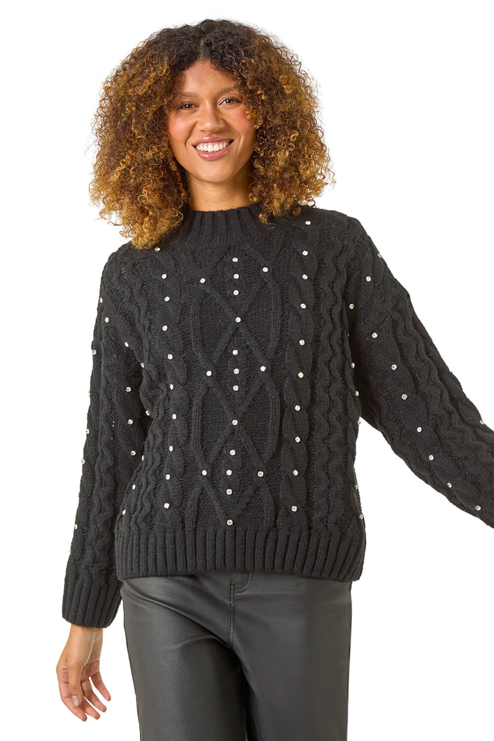 Roman Womens AO Diamante Jumper - Black - Size 16 UK | Roman Sale | Discount Designer Brands