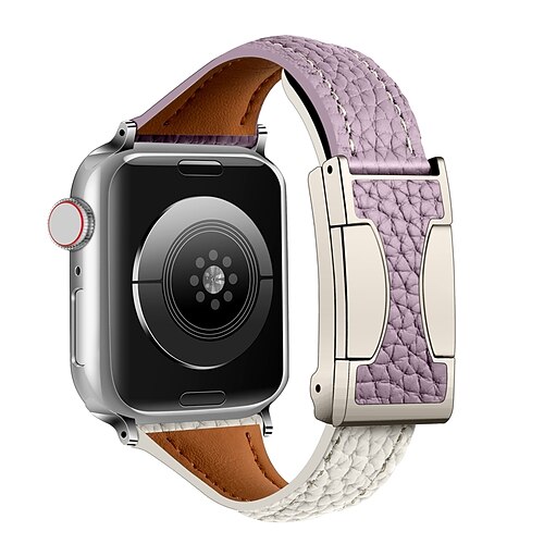 Lederband Kompatibel mit Apple Watch Armband 38mm 40mm 41mm 42mm 44mm 45mm 49mm Verstellbar Echtes Leder Ersatzarmband für iwatch Ultra 2 Series 9 8 7 SE 6 5 4 3 2 1 Image