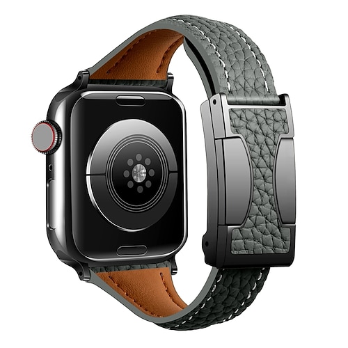 Lederband Kompatibel mit Apple Watch Armband 38mm 40mm 41mm 42mm 44mm 45mm 49mm Verstellbar Echtes Leder Ersatzarmband für iwatch Ultra 2 Series 9 8 7 SE 6 5 4 3 2 1 Image