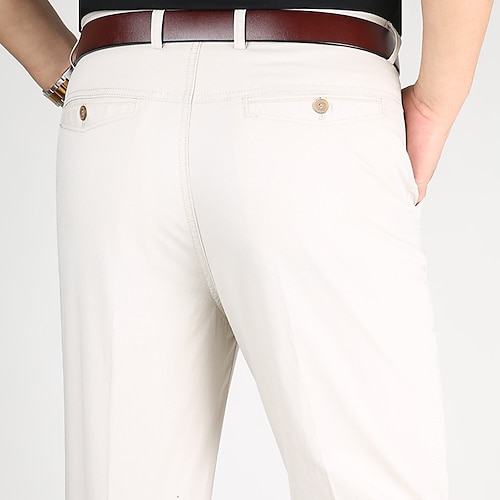Herren Anzughosen Hose Hosen Chinesisch Chino Knopf Tasche Gerade geschnitten Glatt Komfort Formal Party Arbeit Modisch Klassicher Stil Cachi scuro Hellkaki Mikro-elastisch Image