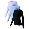Mepaouo 3 Pack Womenâ€™s Thermal Shirts Fleece Lined Compression Long Sleeve Base Layer Tops(Purple S)