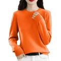 Mepaouo Thermal Shirts for Women Fleece Lined Long Sleeve Sweaters Base Layer Pullover(Orange 2XL)