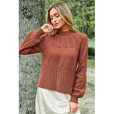 Brown Puff Long Sleeve Mockneck Jumper