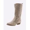Stiefel HEINE, Damen, Gr. 39, grau (taupe), Leder, Veloursleder, Rindsleder, modisch, Schuhe Cowboystiefel Sommerstiefel Reißverschlussstiefel