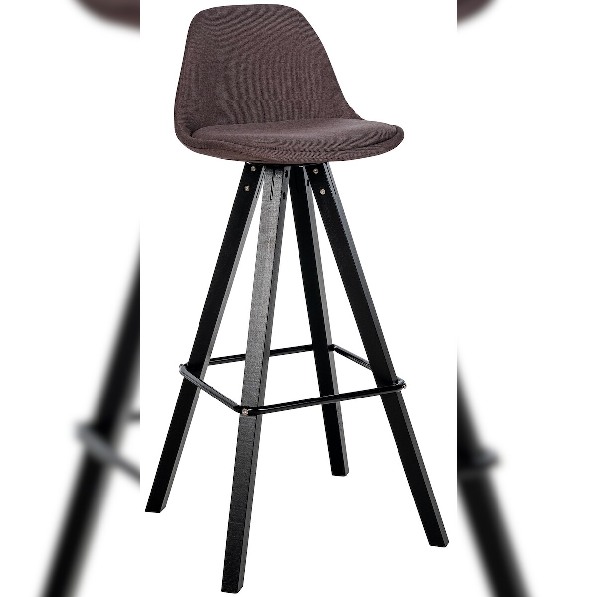 DELUKE® Barhocker PALMA - Braun, Stoff, Schwarz | Barhocker mit Lehne Barstuhl Tresenhocker Tresenstuhl Kneipenhocker Kneipenstuhl Image