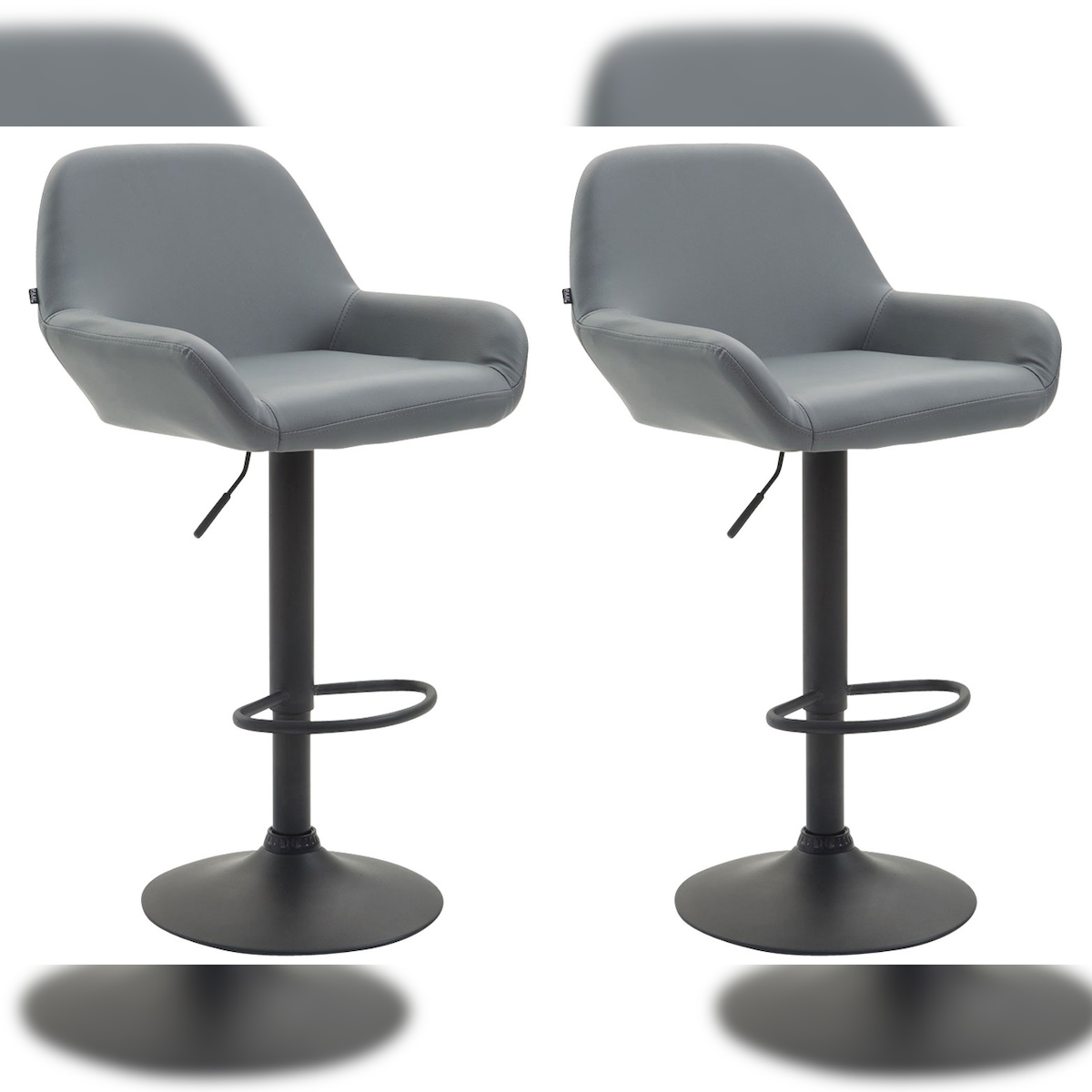 DELUKE® Barhocker 2er Set DUBLIN - Grau, Kunstleder, Schwarz | Barhocker mit Lehne Barstuhl Tresenhocker Tresenstuhl Kneipenhocker Kneipenstuhl Image