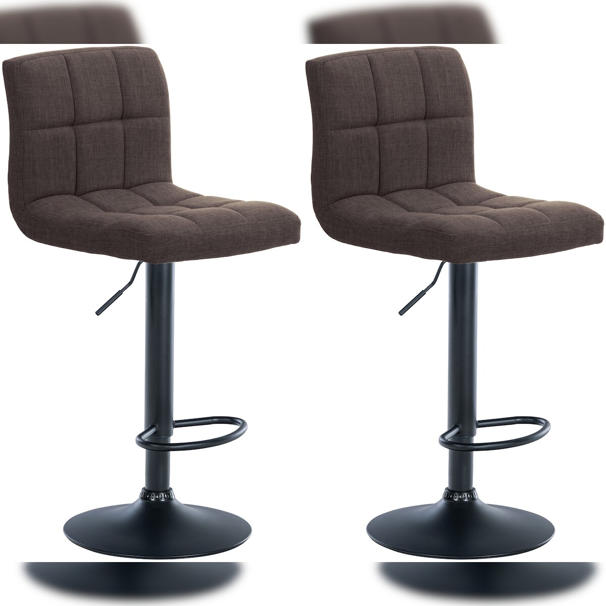 DELUKE® Barhocker 2er Set MADRID - Braun, Stoff, Schwarz | Barhocker mit Lehne Barstuhl Tresenhocker Tresenstuhl Kneipenhocker Kneipenstuhl Image