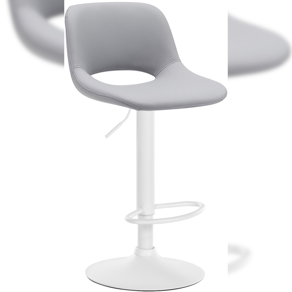 DELUKE® Barhocker JAKSON - Grau, Kunstleder, Weiß | Barhocker mit Lehne Barstuhl Tresenhocker Tresenstuhl Kneipenhocker Kneipenstuhl Image