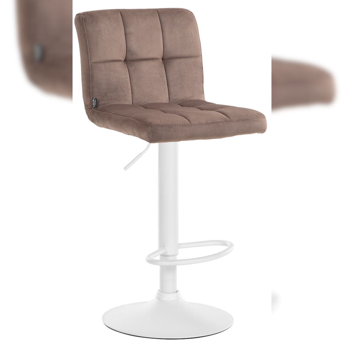 DELUKE® Barhocker BRISBAN - Braun, Samt, Weiß | Barhocker mit Lehne Barstuhl Tresenhocker Tresenstuhl Kneipenhocker Kneipenstuhl Image
