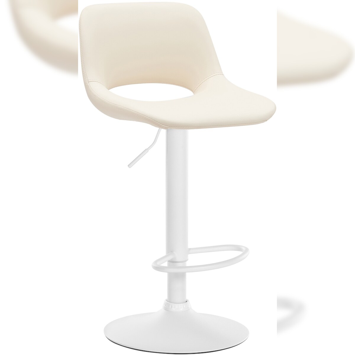 DELUKE® Barhocker JAKSON - Creme, Kunstleder, Weiß | Barhocker mit Lehne Barstuhl Tresenhocker Tresenstuhl Kneipenhocker Kneipenstuhl