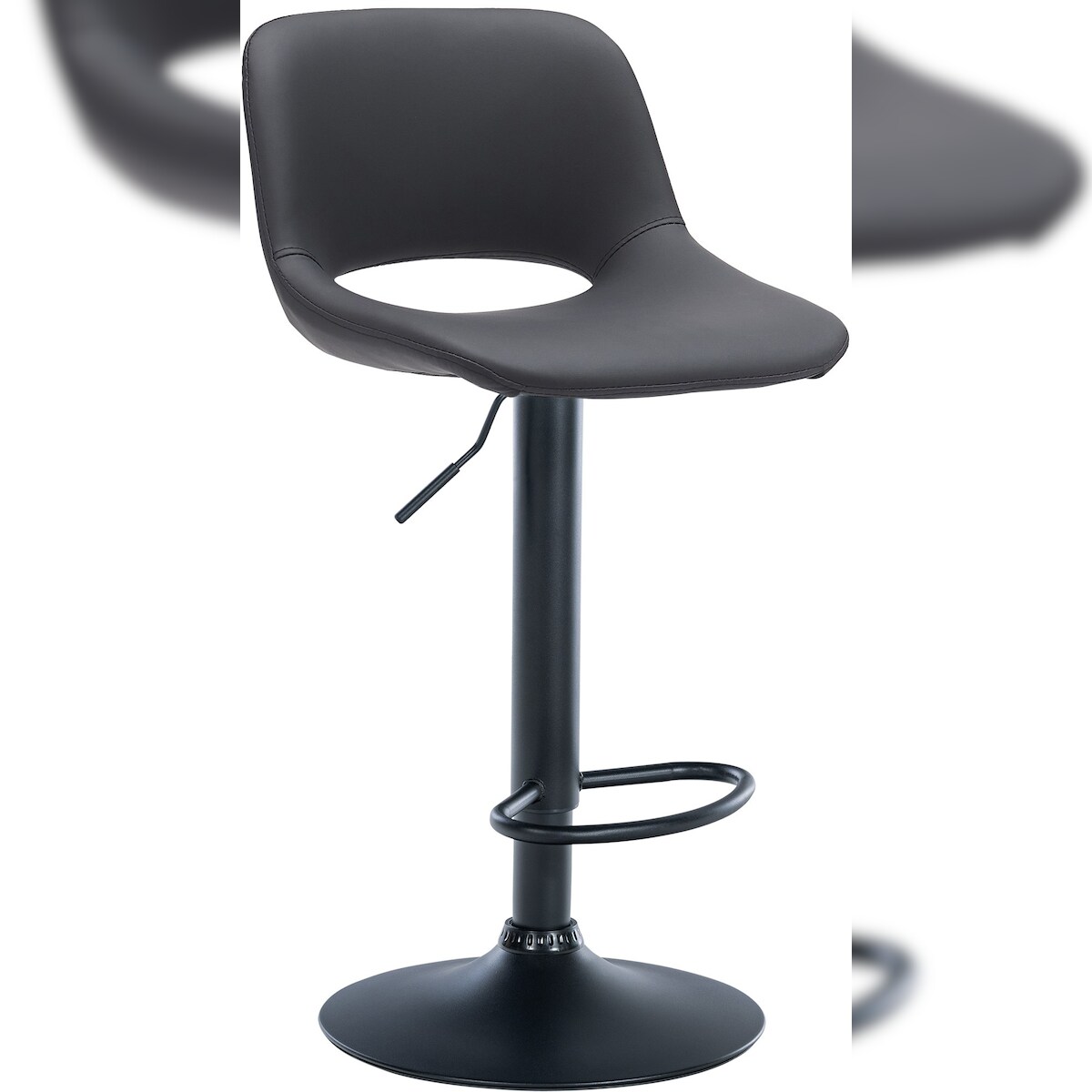 DELUKE® Barhocker JAKSON - Schwarz, Kunstleder, Schwarz | Barhocker mit Lehne Barstuhl Tresenhocker Tresenstuhl Kneipenhocker Kneipenstuhl Image