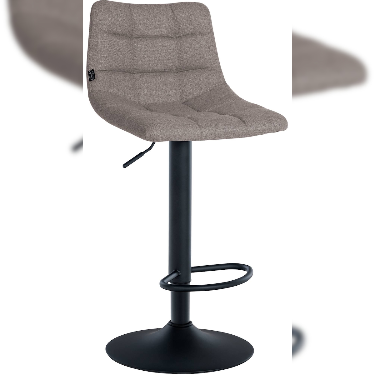 DELUKE® Barhocker DUBAI - Grau, Stoff, Schwarz | Barhocker mit Lehne Barstuhl Tresenhocker Tresenstuhl Kneipenhocker Kneipenstuhl Image