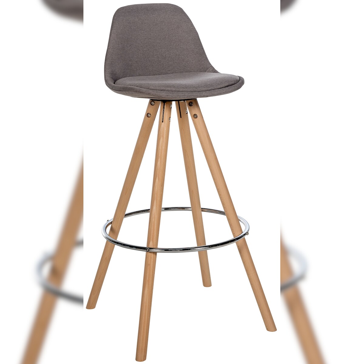 DELUKE® Barhocker PALMA - Taupe, Stoff, Braun | Barhocker mit Lehne Barstuhl Tresenhocker Tresenstuhl Kneipenhocker Kneipenstuhl Image