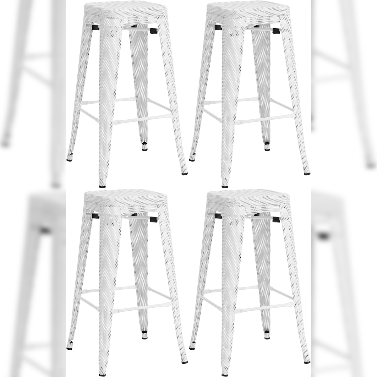 DELUKE® Barhocker 4er Set SEOUL - Weiß, Metall | Barhocker ohne Lehne Barstuhl Tresenhocker Tresenstuhl Kneipenhocker Kneipenstuhl Image