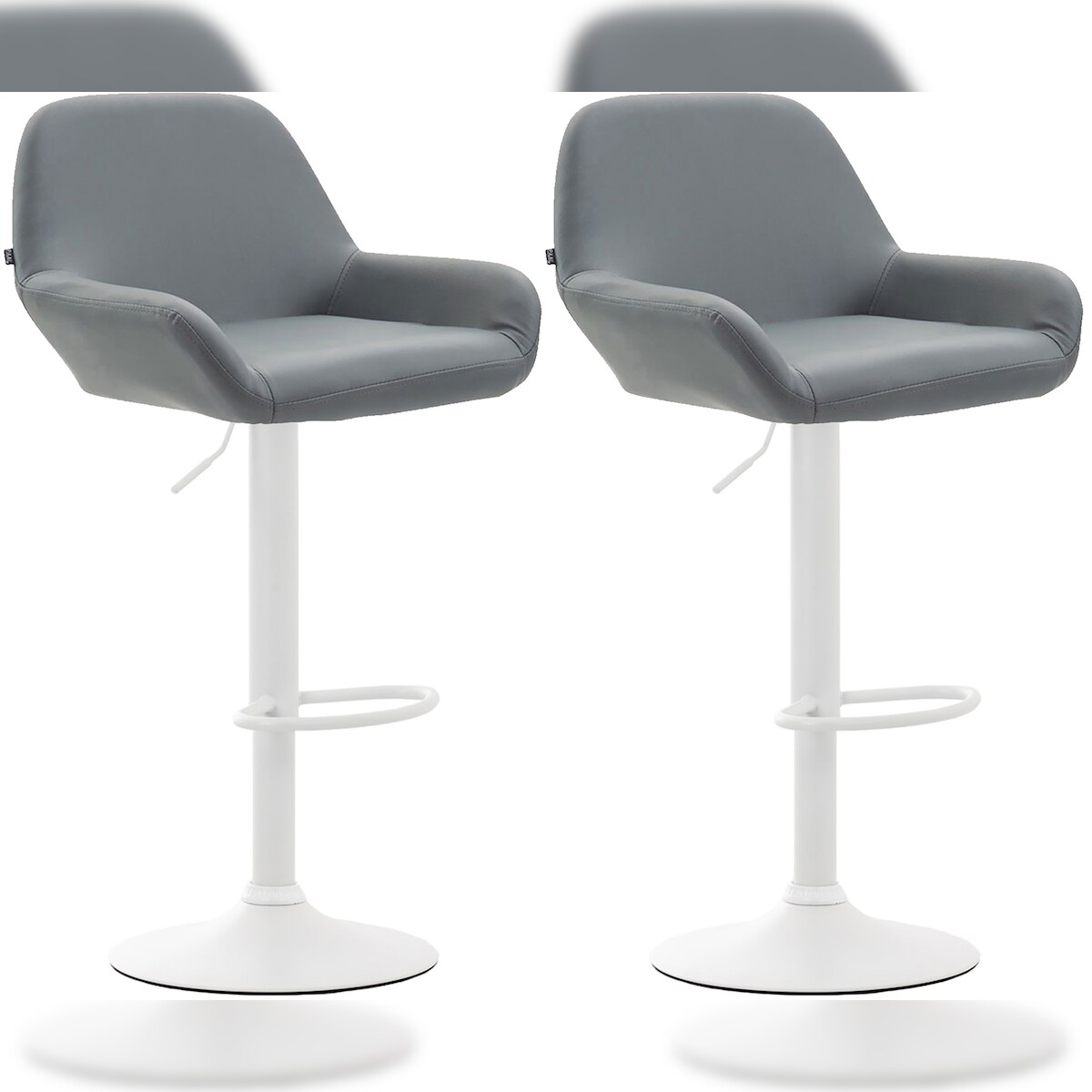 DELUKE® Barhocker 2er Set DUBLIN - Grau, Kunstleder, Weiß | Barhocker mit Lehne Barstuhl Tresenhocker Tresenstuhl Kneipenhocker Kneipenstuhl Image