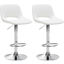 DELUKE® Barhocker 2er Set JAKSON - Weiß, Kunstleder, Chrom | Barhocker mit Lehne Barstuhl Tresenhocker Tresenstuhl Kneipenhocker Kneipenstuhl