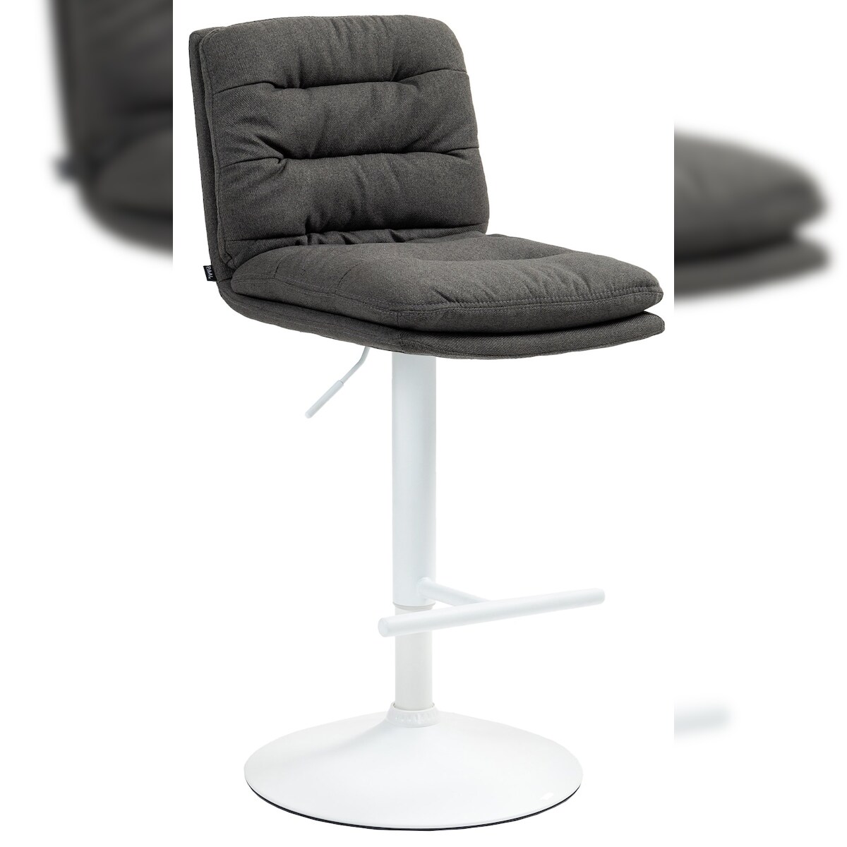 DELUKE® Barhocker TURIN - Dunkelgrau, Stoff, Weiß | Barhocker mit Lehne Barstuhl Tresenhocker Tresenstuhl Kneipenhocker Kneipenstuhl Image