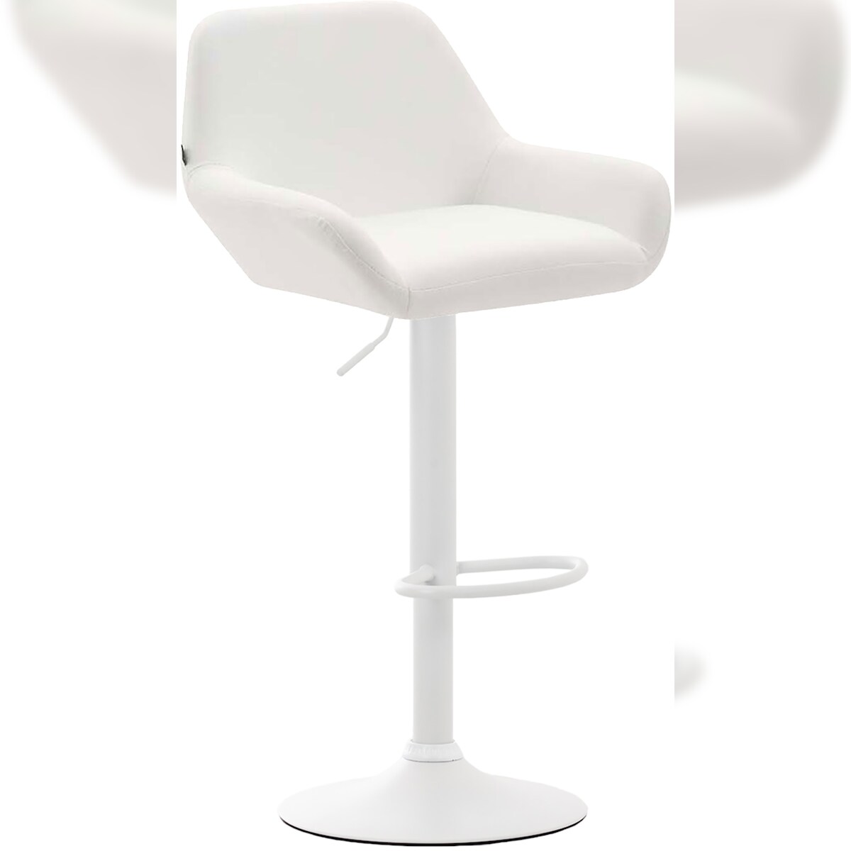 DELUKE® Barhocker DUBLIN - Weiß, Kunstleder, Weiß | Barhocker mit Lehne Barstuhl Tresenhocker Tresenstuhl Kneipenhocker Kneipenstuhl Image