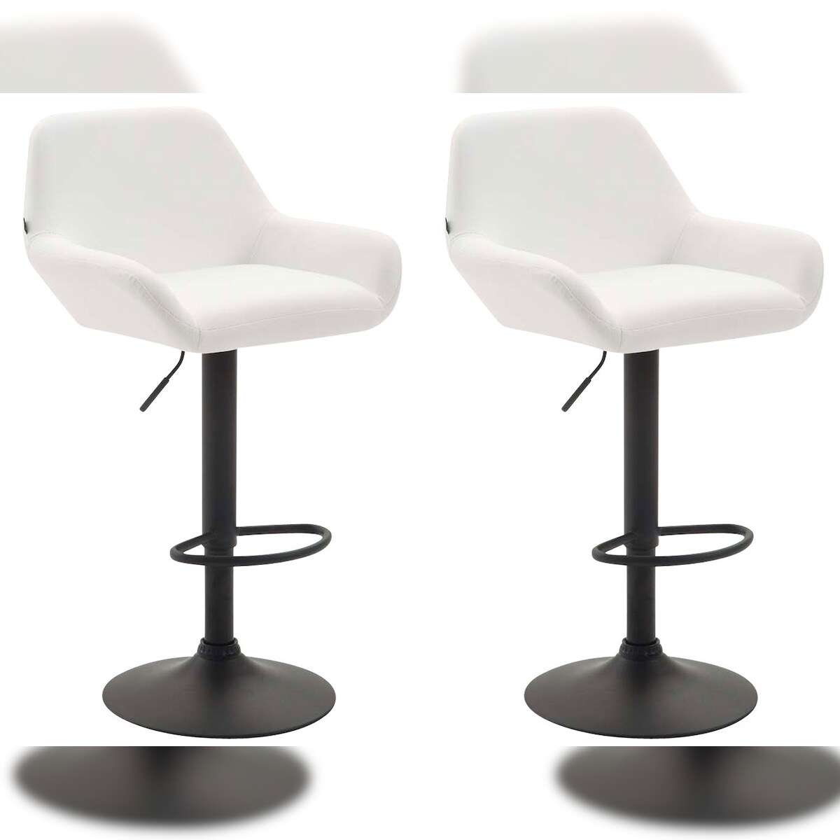 DELUKE® Barhocker 2er Set DUBLIN - Weiß, Kunstleder, Schwarz | Barhocker mit Lehne Barstuhl Tresenhocker Tresenstuhl Kneipenhocker Kneipenstuhl Image