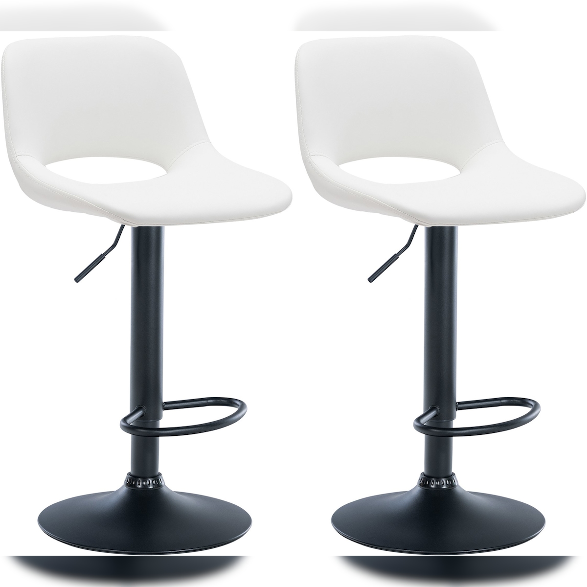 DELUKE® Barhocker 2er Set JAKSON - Weiß, Kunstleder, Schwarz | Barhocker mit Lehne Barstuhl Tresenhocker Tresenstuhl Kneipenhocker Kneipenstuhl Image