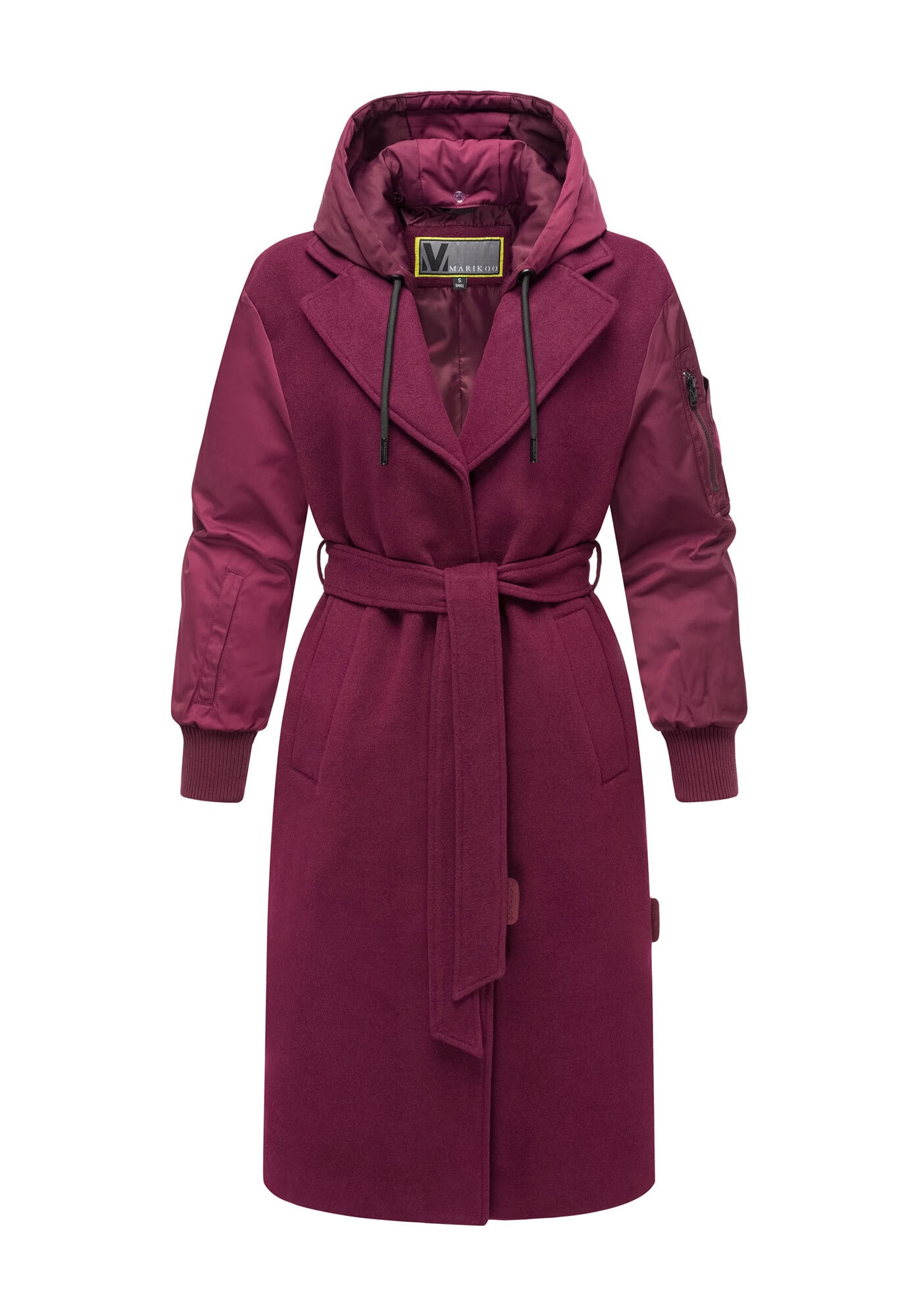 Winterjacke MARIKOO "Tjadee", Damen, Gr. 3XL, rot (wine), Obermaterial: 90% Polyacryl, 8% Viscose, 2% Elasthan; Innenmaterial: 100% Polyester; Futter: 100% Polyester, Jacken, Langer Wickelmantel Image