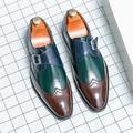 scarpe eleganti da uomo con cinturino alla caviglia in similpelle tricolore – scarpe formali classiche con dettaglio brogue per matrimoni ed eventi speciali