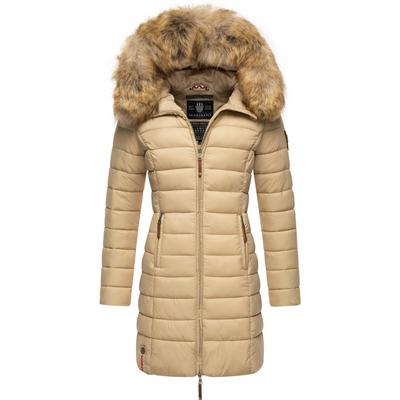 Steppmantel MARIKOO "Rose-Stepp", Damen, Gr. 4XL (48), beige, Oberstoff: 100% Nylon, Futter: 100% Polyester, Wattierung: 100% Polyester, Ärmelfutter: 100% Polyester, Kunstpelz: 90% Polyacryl, 10% Polyester, modisch, figurbetont Po-bedeckend, Langarm... Image