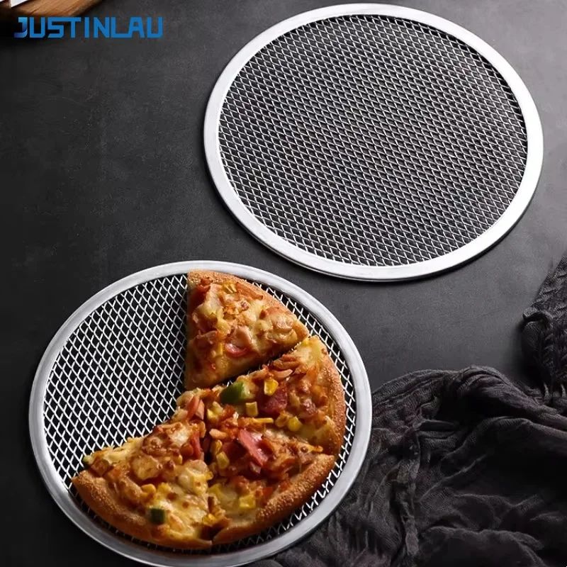 JUSTINLAU 6-14 Zoll Pizza-Backform Runde Aluminium-Pizzagitter-Backform DIY Hohle Kuchen-Brot-Gitterform Küchen-Backwerkzeuge Image
